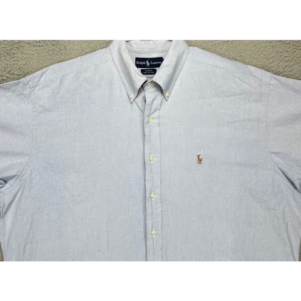 Ralph Lauren Shirt Adult XL Blake Blue Button Down Flesh Pony Long Sleeve Mens